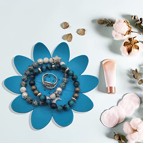 Evideco 6455110 Bath Soap Dish Cup Water Lily Solid Blue, 4.80" L X 4.80" W X 0.11" H #TOP2