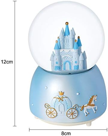 Snow Globe Gift Crystal Ball Castle Music Box Rotating Musical Box Colorful LED Light Melody Musical Gift Artware Christmas Birthday Gift Present For Kids Girls Desktop Ornament Desk Decoration