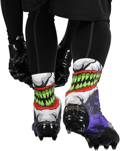 SLEEFS Spats/Football Cleat Covers [1 Pair - L/XL] - Laces Covers/Wraps for Football, Baseball, Soccer, and Field Hockey - Youth and Adult Sizes for Men, Boys and Girls - Large/XLarge - Green Grin