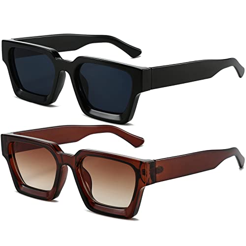 Image of AIEYEZO Square Sunglasses for Women Men Square Thick Frame Sun Glasses Simple Designer Style Shades