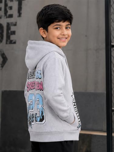 Image of Unisex Kids Solid Full Sleeve Zip Front Open Hooded Sweatshirt