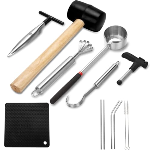 Ujjdwiurgh Juego de Herramientas para Abrir Cocos, Herramienta Segura y FáCil de Abrir para Cocos JóVenes, Kit en para Abrir Nueces de de Acero Inoxidable de Alimenticio