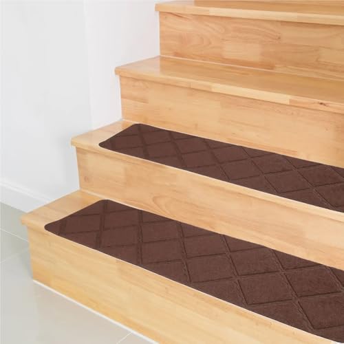 Peldaños de escalera grises lavables con respaldo antideslizante suave 7