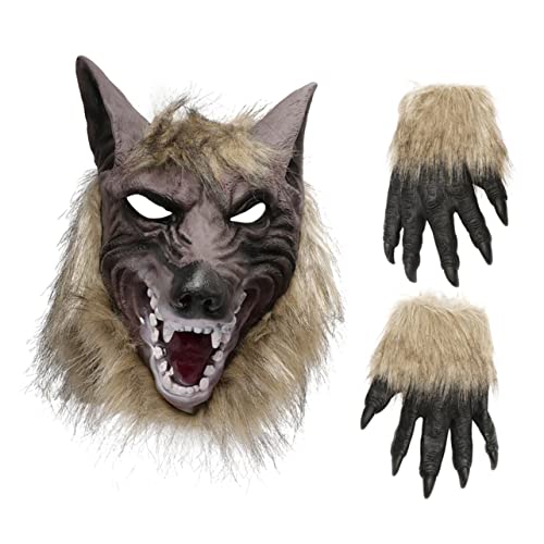TOYANDONA 1 Set Wolf Maske Outfit Für Männer Kinder Make-Up Set Kinderfäustlinge Wolfsmasken Maskerade Kostüm Halloween Wolfsmasken Vinyl Halloween Kostümzubehör Tier