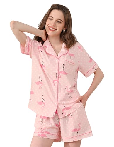 Image of NAP BOUND 100% Cotton Pajamas for Women Sets 2 Pieces Pjs Button short sleeves with Pockets Soft Sleepwear Loungewear XS-XXL