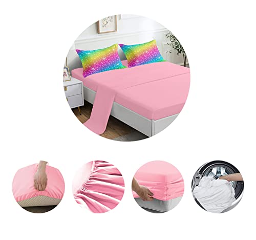 Rowadalo 6 Pieces Rainbow Glitter Comforter Set Full Size Galaxy Starry Sky Bedding Sets 6 Pieces Bed In A Bag For Kids Teen Girls Ultra Soft All-Season Girls Sparkles Comforter Set,Djt-Gb5004-Full #TOP4