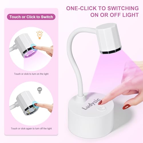 Ludysic Lâmpada portátil de gel X, mini luz UV para esmalte de unhas de gel, luz de unha de LED reca