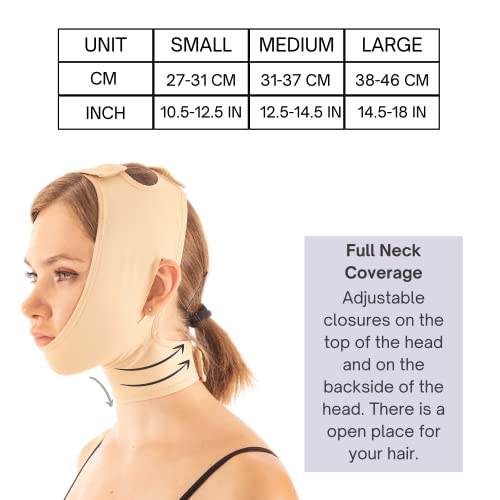 Chin Compression Garment, Chin Strap Band Face Lift, Chin Lift Band, Neck Cover Face Compression (M, Beige) #TOP5