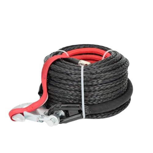 Deronder多色ウインチライン、牽引ロープ、ポリマー合成繊維ロープ、オフロード車両牽引用プラズマロープ 、四輪駆動のオフロード車やSUVに適しています (ブラック,8mm*15M)