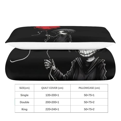 Housse de couette skeleton 3D lavable en machine pour lit single - 6