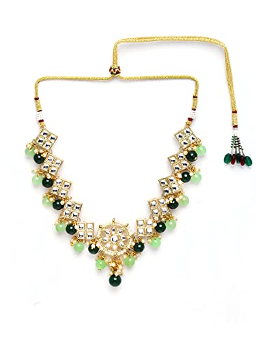 Image of Karatcart Gold Plated Pearl and Drop Kundan Studded Choker Necklace Setfor Women