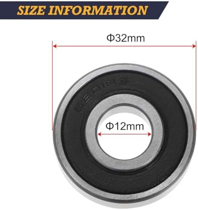 Oraivy 6201RS Bearings 5Pcs Double Rubber Seal Bearings Steel 12x32x10mm Deep Groove Ball Bearings - 1