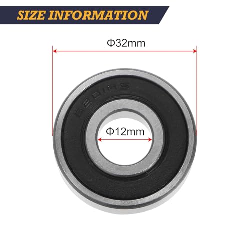 Oraivy 6201RS Bearings 5Pcs Double Rubber Seal Bearings Steel 12x32x10mm Deep Groove Ball Bearings