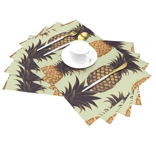 Set de table PVC lavable antidérapant cuisine lot de 4 ananas - 5