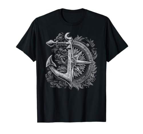 Photo de Boussole et ancre bateau océan mer rétro vintage marin T-Shirt