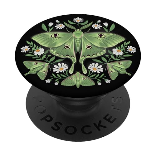 Luna Moth & Wildflowers – Vintage Botanical Biology Design PopSockets Adhesive PopGrip