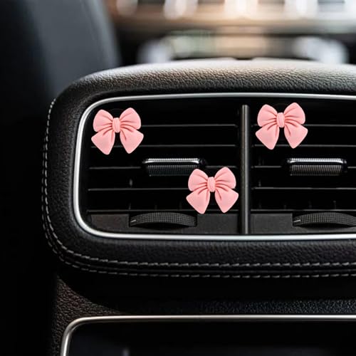 Image of 6PCS Pink Bow Car Air Freshener Vent Clips, Aesthetic Girly Car Decor Accessories, Cute Vent Diffusers for Women and Girls, Coquette Style Auto Interior Decoration