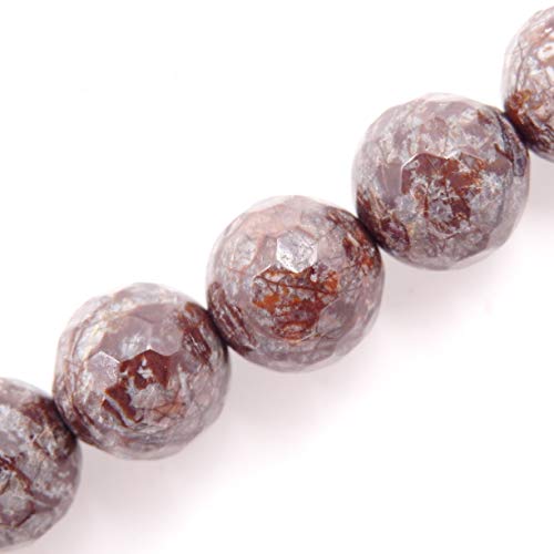 Malahill Faceted Gemstone Beads for Jewelry Making, Sold per Bag 5 Strands Inside (China Snowflake Obsidian, 8mm)