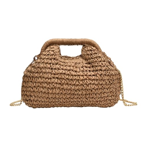 Sac de paille tendance avec chaîne pour femme | Sac à main décontracté de shopping