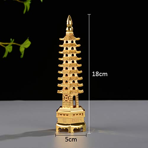 Estatua Torre Wenchang 9 Niveles 7'' Aleación Dorada miniatura 2
