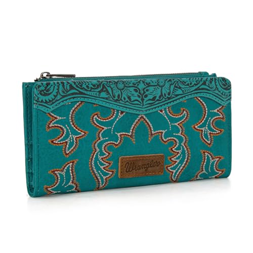 Wrangler Wristlet Wallets Western Wallet for Women Floral Tooled Womens Wallet Boot Stitch Purses4