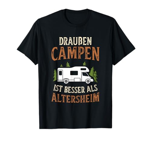 Camping Herren Zelten Damen Dauercamper Abenteuer Lagerfeuer T-Shirt