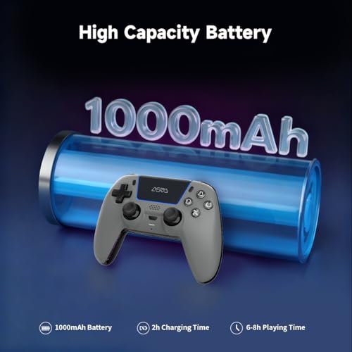 Image of ASRVA Grey Wireless Gaming Controller Compatible with PlayStation 5, PC, Steam, Hall Effect Joystick & Triggers, 1000mAh, 6-Axis Gyro, Programmable Back Buttons