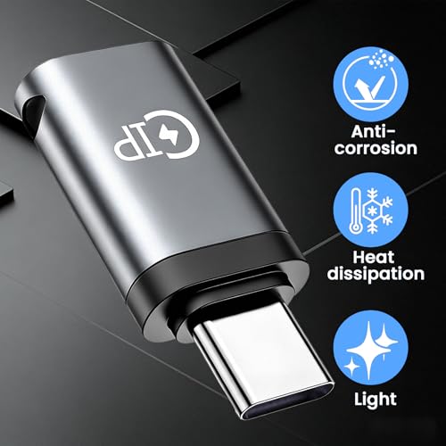 Image of Verilux PD 60W Lighting to Type C Converter, Aluminum Alloy Type C to Lighting Connector with Lanyard Hole, 480Mbps Data Transfer & Fast Charging Converter for iPhone 17 /16 /15, Laptop, Tablet