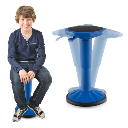 Image of GLACER Wobble Stool, Height Adjustable 16.5-24 inch Flexible Seating (Navy) | Wobble Chair with 360 Rocking, Non-Slip Base, Convenient Handle, No Assembly, Active Seating for Classroom, Home, Office