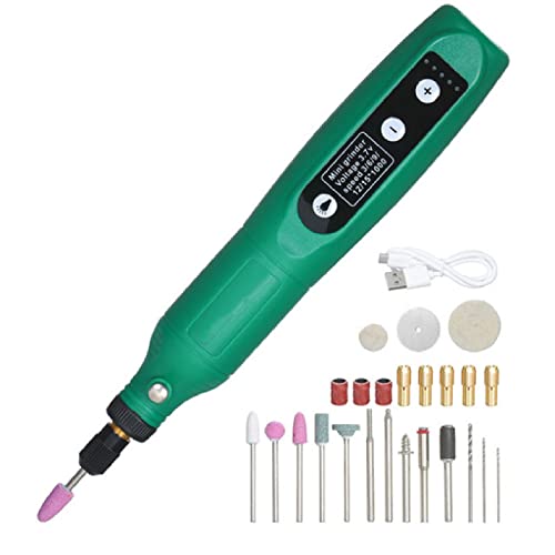 Mini Cordless Rotary Tool, 5-Speed and USB Charging Rotary Tool Kit, Front LED Lights and 24pcs Accessories Kit for Drilling, Carving, Engraving, Sanding, Polishing and Cutting