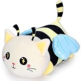 COSKINGLAND Bee Cat Stuffed Animals - Bee Cat Plush Toys 10 inch Stuffed Animal Plushie with Blue Wings Soft Cute Plushies Cat Pillow Gift for Boys and Girls(Buzz)