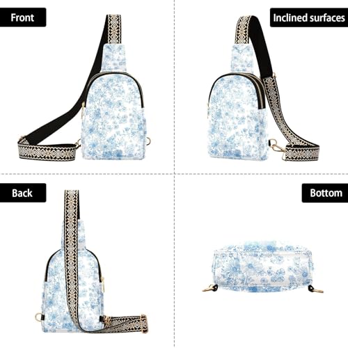 Bolso bandolera pequeño azul y blanco para mujer miniatura 3