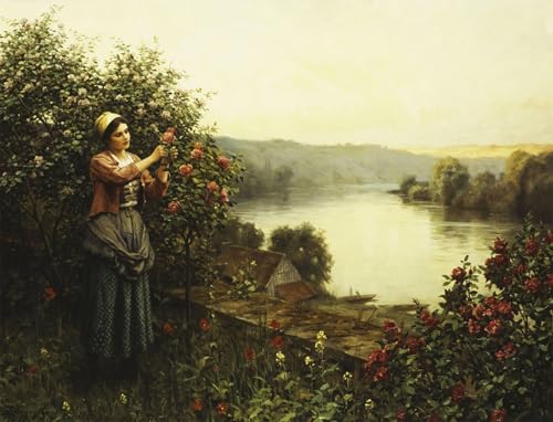 Cuadro en lienzo de flores de verano por Daniel Ridgway Knight para pared de dormitorio, 60x90cm