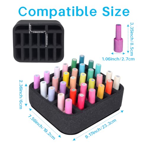 Image of Nail Polish Organizer Holder Foam Pad DIY with 15 Slots(12 Vertically and 3 Horizontally) for Storage Makeup /Nail Polish /Essential Oil Tray for Drawers Black