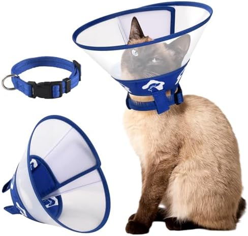 Cat Cone Collar Soft to Stop Licking, Small Dog Cone Collar After Surgery to Prevent Licking Wound, Adjustable Comfortable Elizabethan Recovery Collar for Kittens and Puppies(Neck Girth 7.0'' - 9.5'')