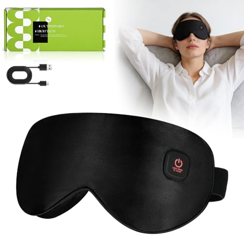 BUTBU Maschera Per Contorno Occhi Riscaldante, Compressa Oculare Calda Ricaricabile, per Occhi Secchi, Controllo Della Temperatura, Blocco Della Luce, per il gli Occhi Secchi, di Occhi Gonfi- Nero