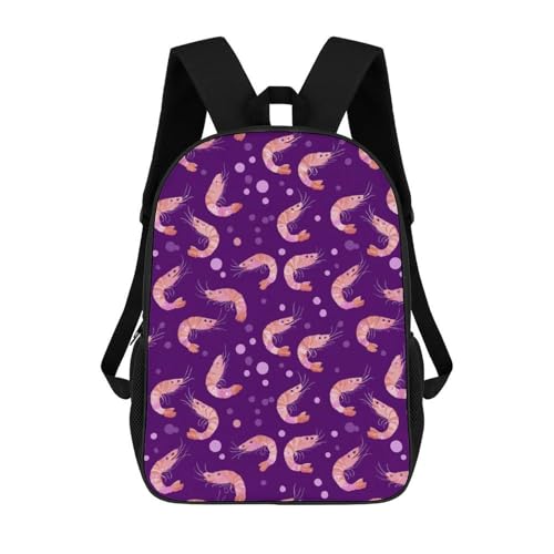 Shrimp Pattern Classic 17 Inch Backpack Travel Daypack Casual Shoulder Bag with Adjustable Strap for Men Women