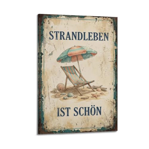 Poster vintage Nautical Strandleben Ist OKAHYS impression sur toile moderne de salon 61x91cm