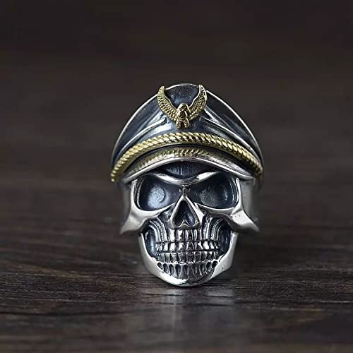 Fashion Frill Latest Men's Silver Ring, Owl Face Ring Stainless Steel Captain Pirate Adjustable Silver Eagle Hat Pilot Skull Finger Ring, Gift For Boyfriend Husband Unisex Rings
