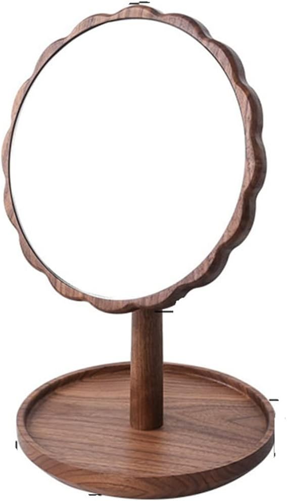 FMURY Solid Wood Makeup Round Household with Storage Bedroom Dresser Small Retro Desktop Can Stand