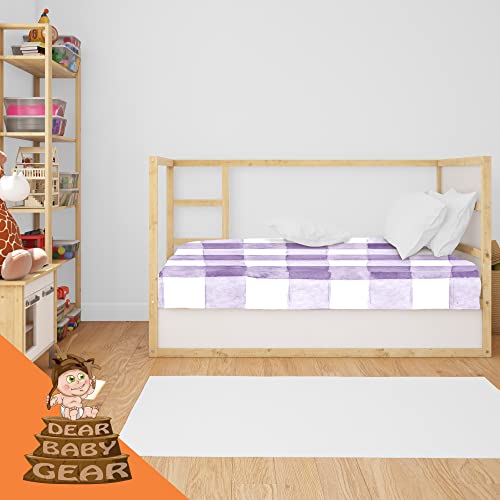 Image of Dear Baby Gear Deluxe Baby Crib Sheet - Cotton Polyester Infant Sheets - Soft Machine-Washable Crib Mattress Cover - Newborn Nursery Bedsheet - Watercolor Purple Lavender Plaid Print, 52 inchx28 inchx10 inch
