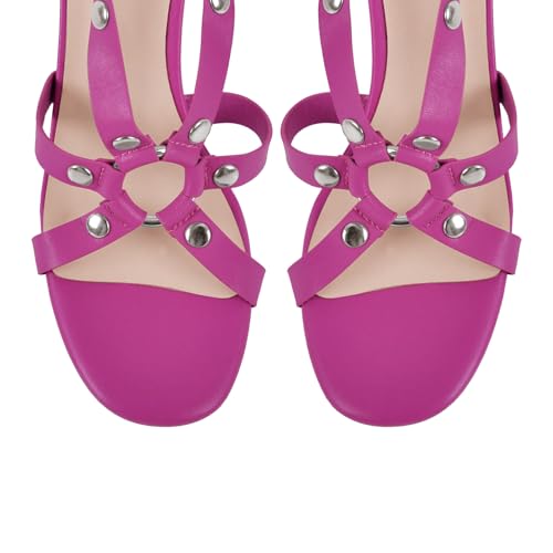 Image of VERISSON Women's Grommets Stiletto Sandals Platform Open-back High Heels Cross Bands Open Toe Buckle-up Ankle Sandals Party Dressing