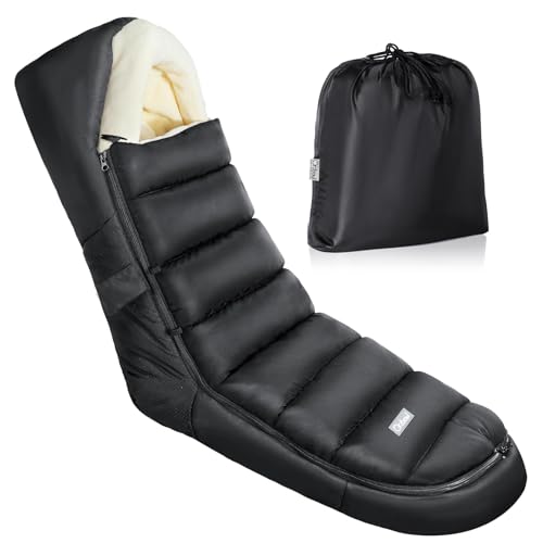 Orzbow Winter Fußsack Kinderwagen, Universeller Fußsack Buggy mit Reißverschluss, Wasserdicht Fusssack Kinderwagen Baby mit Anti-Rutsch-Partikel, Abnehmbar und Waschmaschinenfest, 104cm*44cm, Schwarz