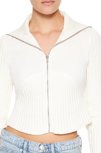 Forever 21 Women's Cropped Zip-up Sweater3