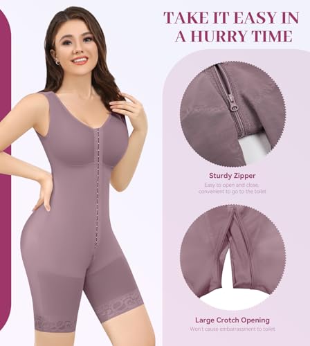 Image of M MYODRESS Fajas Colombianas Reductoras Y Moldeadoras Levanta Cola Tummy Tuck Compression Garment Full Body Shaper Stage 2 Bbl Shapewear for Women Bodysuit Waist Trainer Purple S