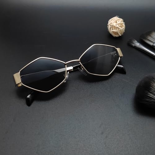 Trendy Hexagon Sunglasses for Women Fashion 2025 Gold Frame Geometric Sun Glasses Shades4