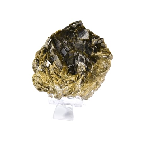 Image of AMOYSTONE Unique Decorative Stone Ornaments Siderite Large Quartz Ore Specimen Indoor Healing Calming Effects for School Geography Classroom (1.3-1.7 Pounds with Rack)