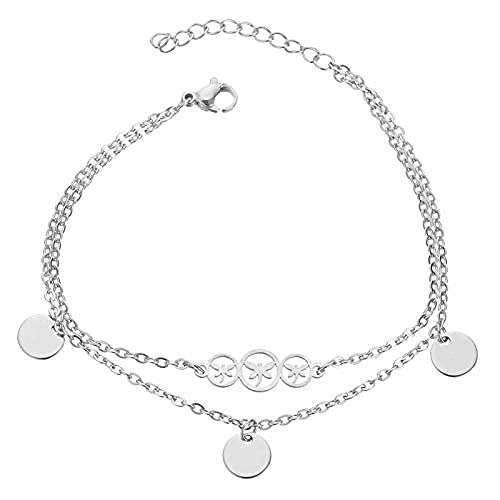 Preisvergleich Produktbild CKAWM Armband Damenarmband Doppelschichtiges Armband Personalisiertes Rundes Hohles Libellenarmband Aus Edelstahl