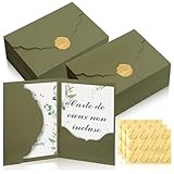 【Ensemble Complet, Pratique et Sans Souci】 Chaque ensemble de faire-part de mariage comprend 50 élégants cartes d'invitation de mariage à trois volets de couleur vert sauge et 60 autocollants de fermeture dorés à chaud (répartis sur 5 feuilles). Les quantités sont généreuses pour répondre à votre liste d'invités, vous évitant ainsi les tracas d'achats séparés. (Note : Les cartes d'insertion ne sont pas incluses dans l'ensemble.)