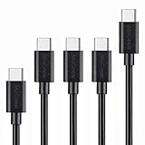 MaGeek® (Lot de 5 Câbles USB Type C vers USB Type C 2.0 (0,3mx1,1,0mx3,1,8mx1) de Données et Charge pour Samsung Galaxy S8, S8 Plus, Nexus 6P, LG G6, new MacBook, Google Pixel XL (Noir)